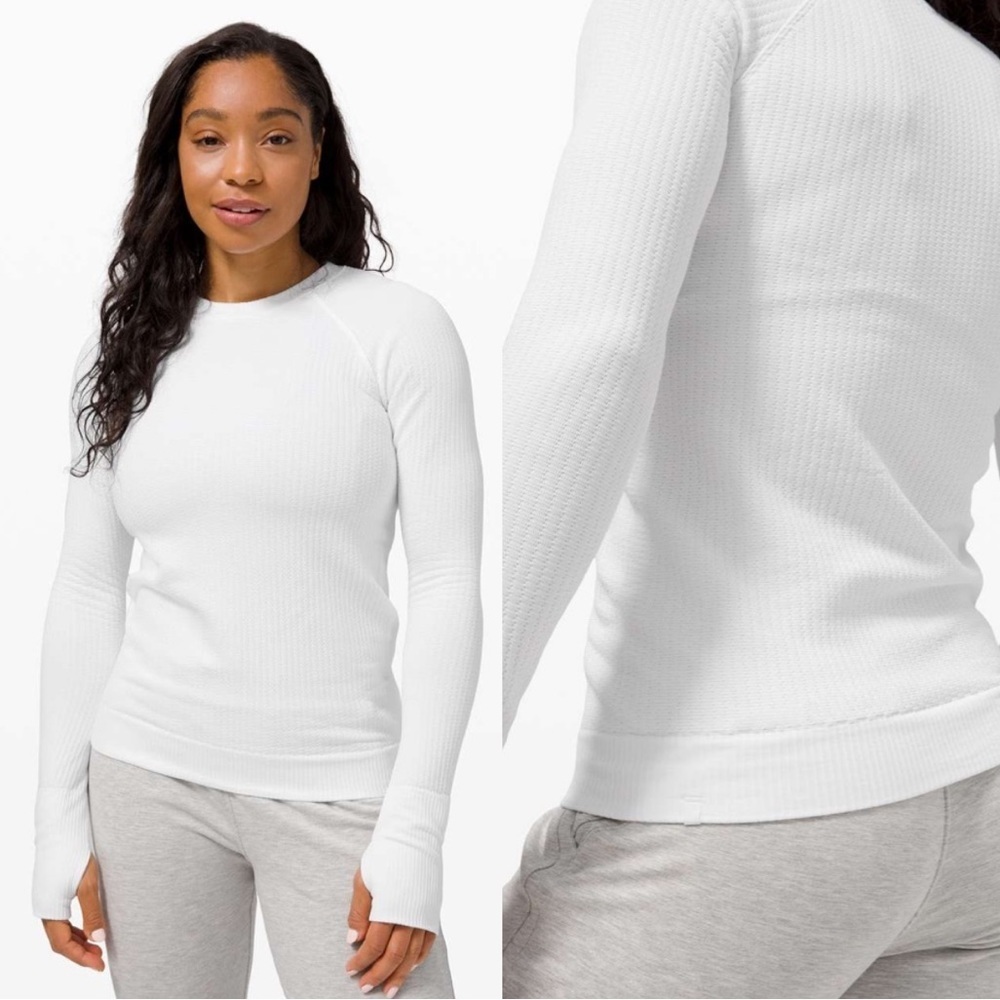 Lululemon Rest Less long sleeve Pullover Bubble Dot White size 8/10